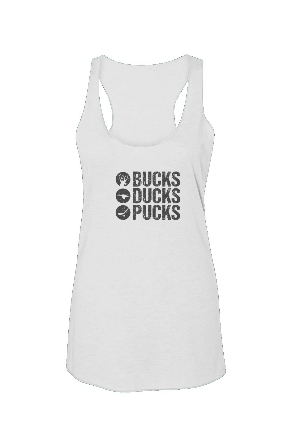 Bucks Ducks Pucks Racerback Barn Tank White | Barn Garb Hockey Threads