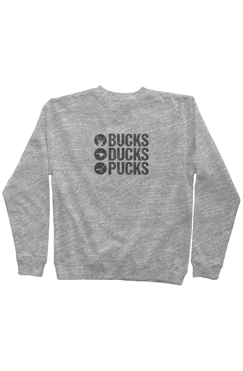 Bucks Ducks Pucks Rinkside Crewneck Sweatshirt Grey | Barn Garb Hockey Threads