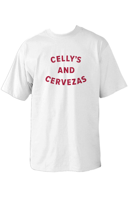 Celly's and Cervezas 90s Throwback Tee White | Barn Garb Hockey Threads