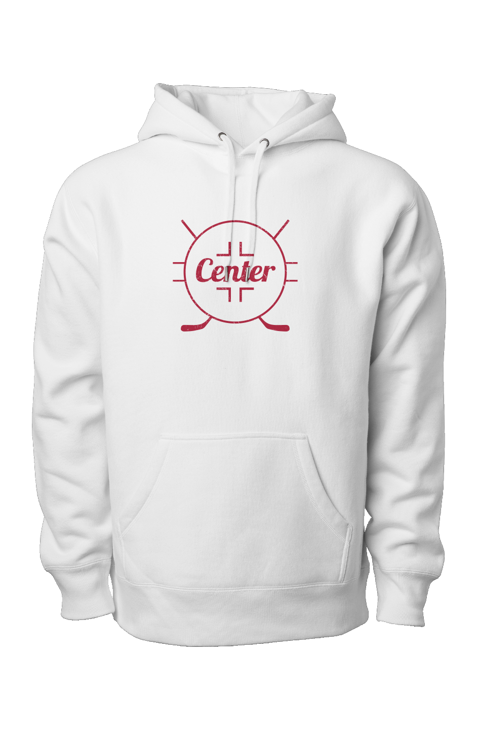 Center Faceoff Circle Legend Heavyweight Hoodie White | Barn Garb Hockey Threads