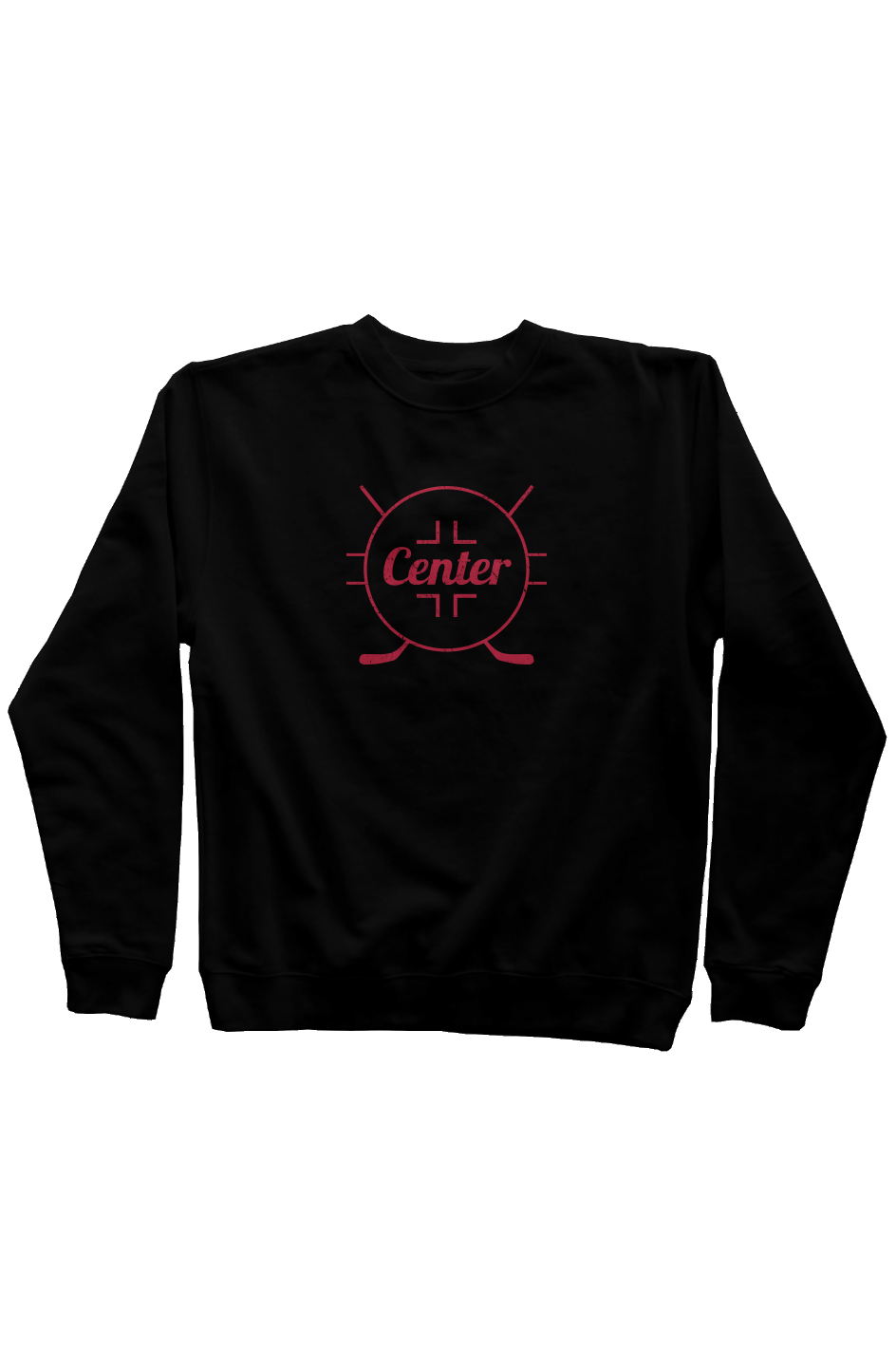 Center Faceoff Circle Rinkside Crewneck Sweatshirt Black | Barn Garb Hockey Threads