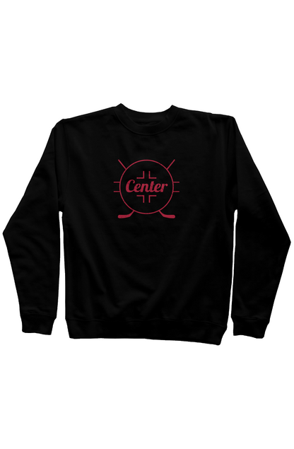 Center Faceoff Circle Rinkside Crewneck Sweatshirt Black | Barn Garb Hockey Threads