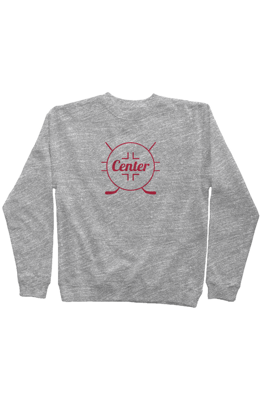 Center Faceoff Circle Rinkside Crewneck Sweatshirt Grey | Barn Garb Hockey Threads