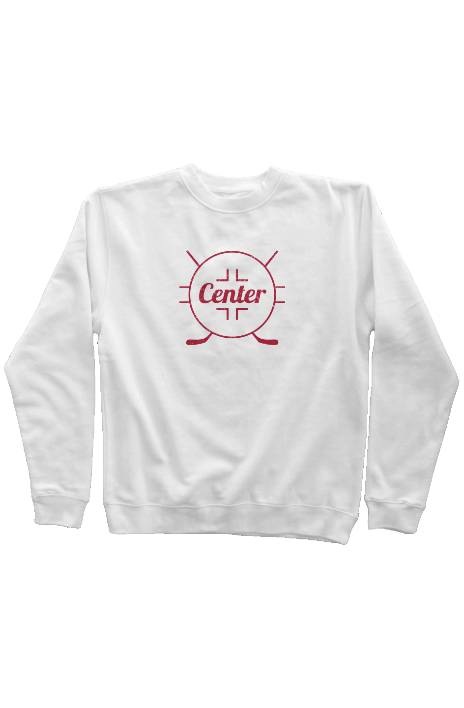 Center Faceoff Circle Rinkside Crewneck Sweatshirt White | Barn Garb Hockey Threads