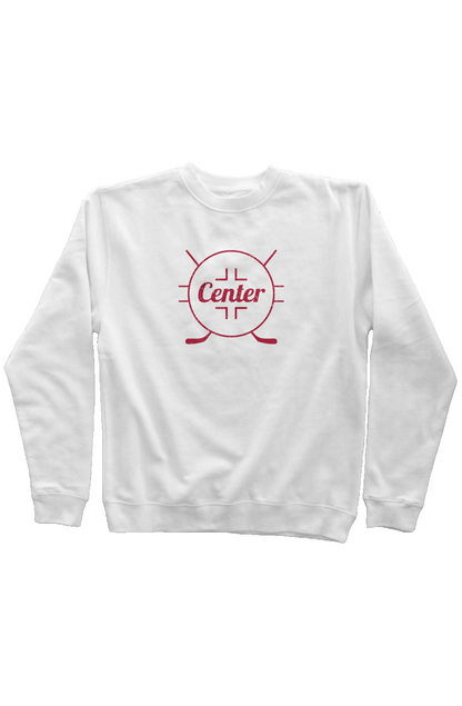 Center Faceoff Circle Rinkside Crewneck Sweatshirt White | Barn Garb Hockey Threads
