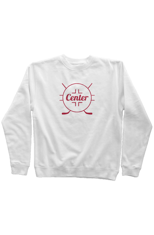 Center Faceoff Circle Rinkside Crewneck Sweatshirt White | Barn Garb Hockey Threads