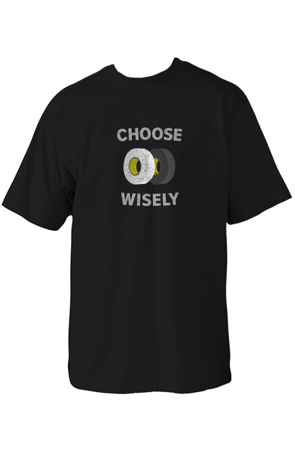 Choose Wisely 90s Throwback Tee Black | Barn Garb Hockey Threads