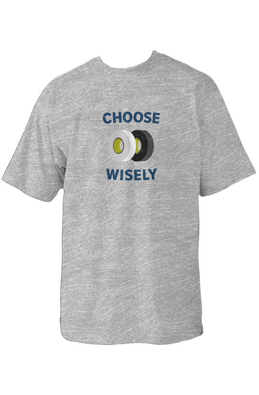 Choose Wisely 90s Throwback Tee Grey | Barn Garb Hockey Threads