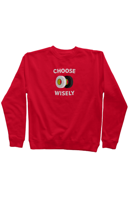 Choose Wisely Rinkside Crewneck Sweatshirt Red | Barn Garb Hockey Threads