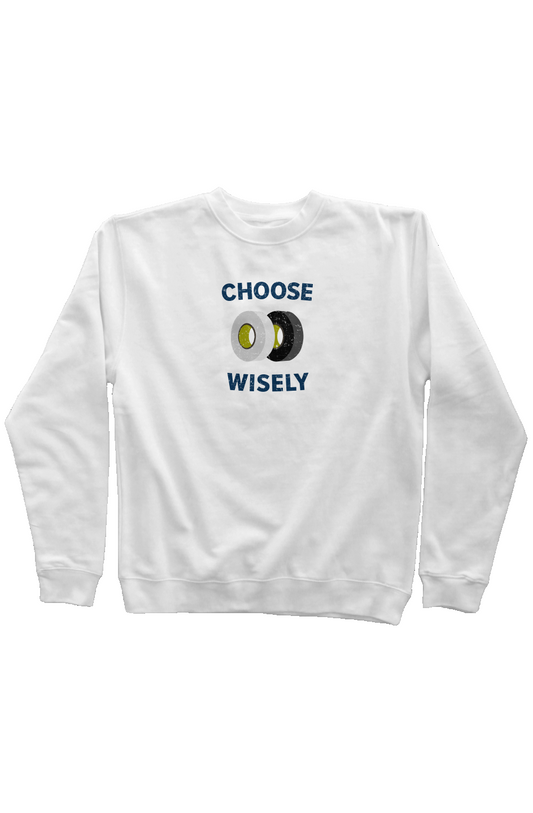 Choose Wisely Rinkside Crewneck Sweatshirt White | Barn Garb Hockey Threads