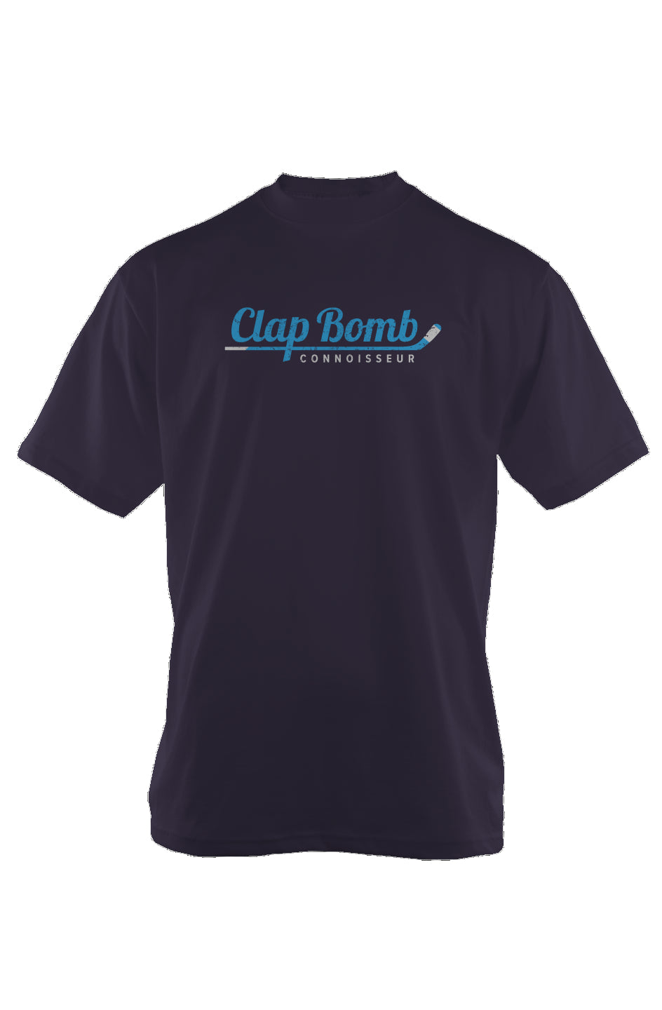 Clap Bomb Connoisseur Stick 90s Throwback Tee Navy Blue | Barn Garb Hockey Threads