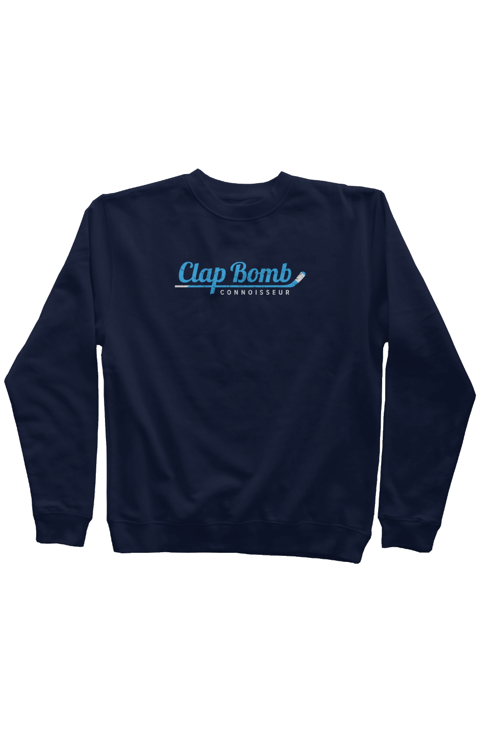 Clap Bomb Connoisseur Stick Rinkside Crewneck Sweatshirt Navy Blue | Barn Garb Hockey Threads