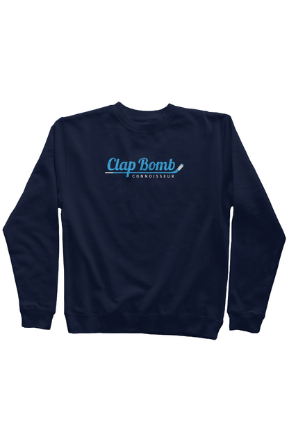 Clap Bomb Connoisseur Stick Rinkside Crewneck Sweatshirt Navy Blue | Barn Garb Hockey Threads
