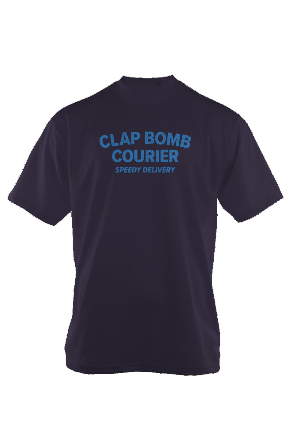 Clap Bomb Courier 90s Throwback Tee Navy Blue | Barn Garb Hockey Threads