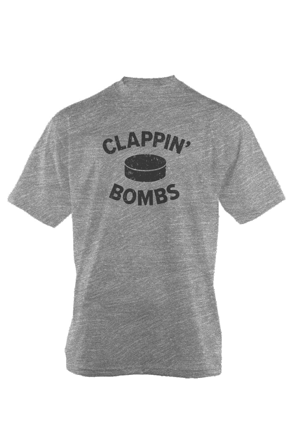 Clappin' Bombs Puck 90s Throwback Tee Grey | Barn Garb Hockey Threads