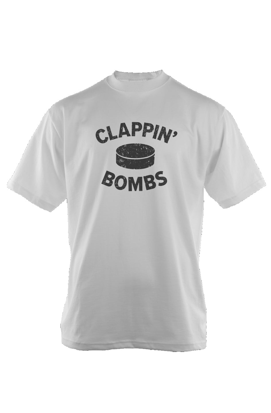 Clappin' Bombs Puck 90s Throwback Tee White | Barn Garb Hockey Threads