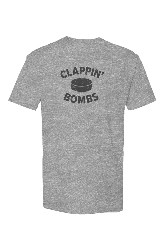 Clappin' Bombs Puck Breakaway Performance Tee Grey | Barn Garb Hockey Threads