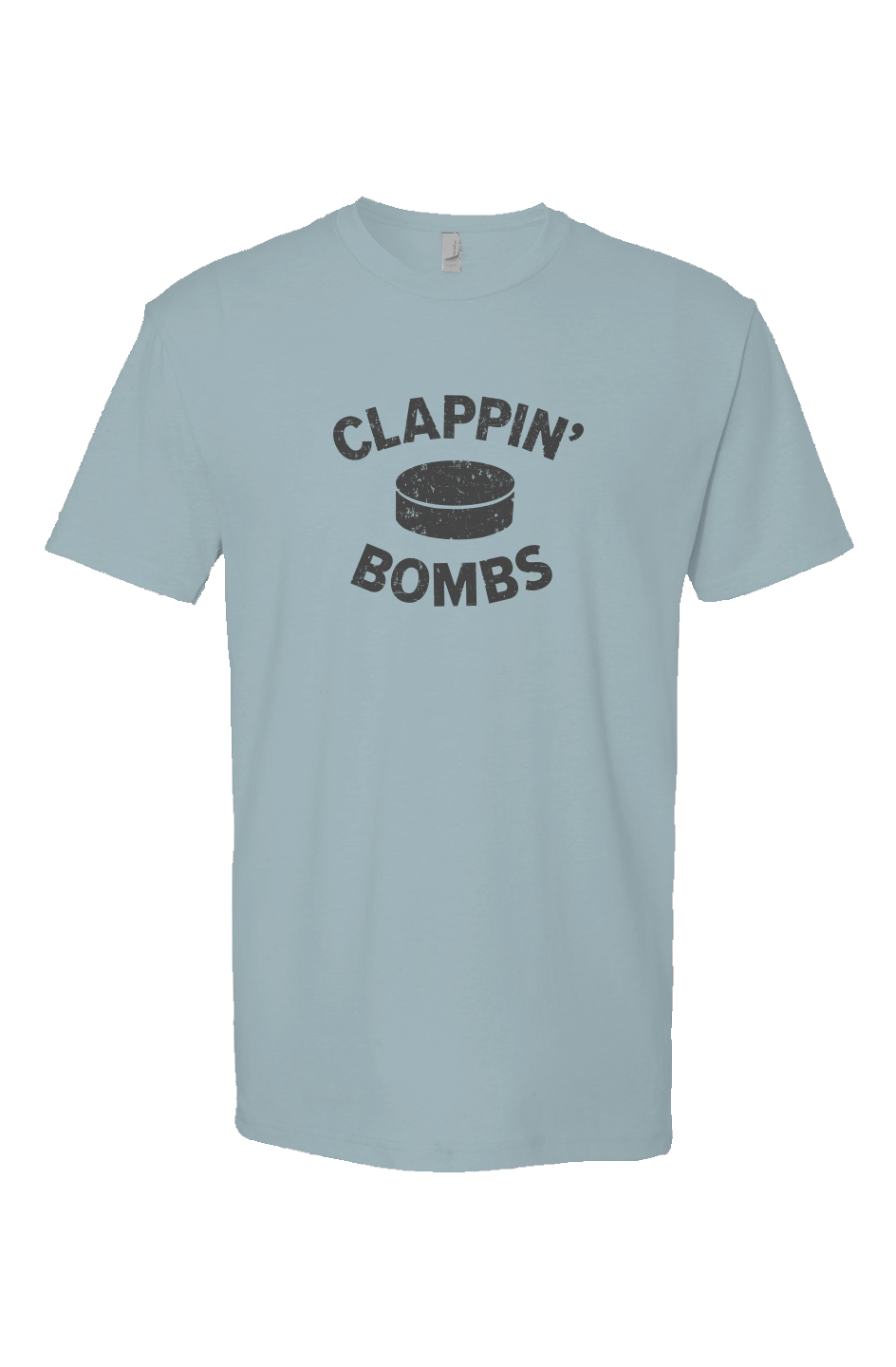 Clappin' Bombs Puck Breakaway Performance Tee Ice Blue | Barn Garb Hockey Threads