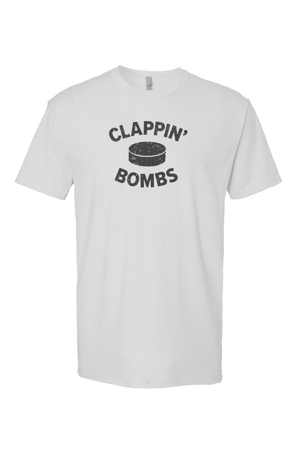 Clappin' Bombs Puck Breakaway Performance Tee White | Barn Garb Hockey Threads