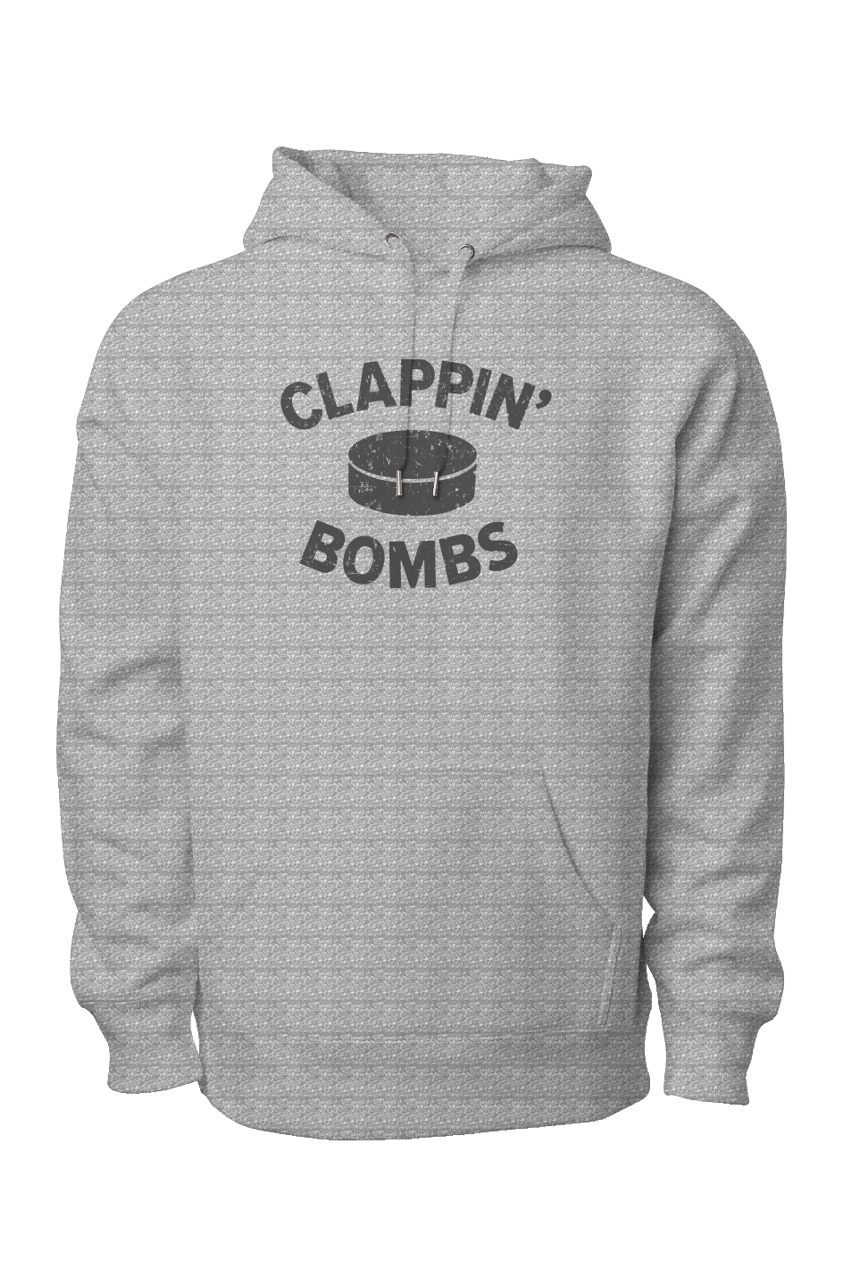 Clappin' Bombs Puck Legend Heavyweight Hoodie Grey | Barn Garb Hockey Threads
