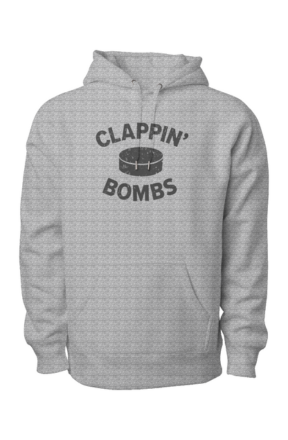 Clappin' Bombs Puck Legend Heavyweight Hoodie Grey | Barn Garb Hockey Threads