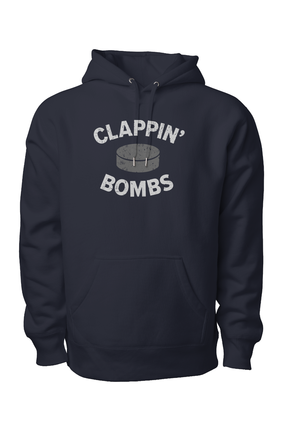Clappin' Bombs Puck Legend Heavyweight Hoodie Navy Blue | Barn Garb Hockey Threads