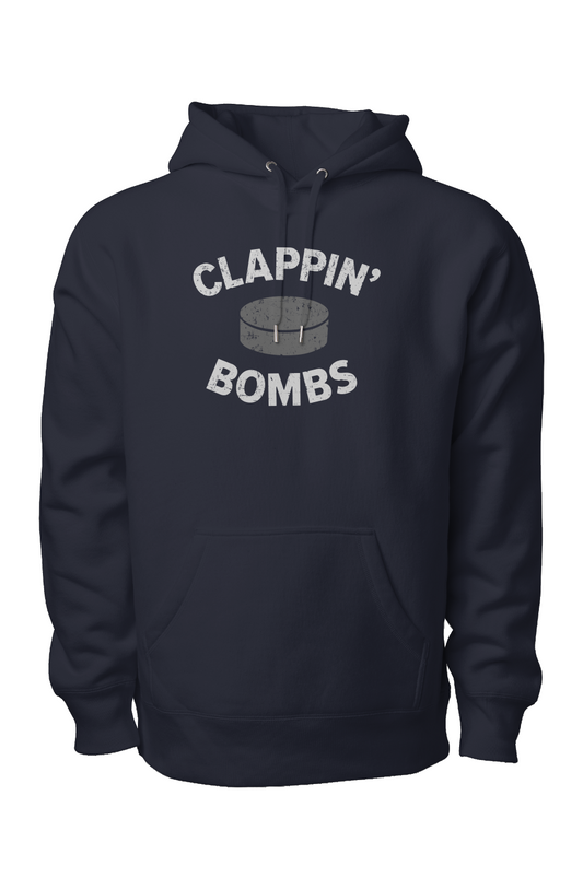 Clappin' Bombs Puck Legend Heavyweight Hoodie Navy Blue | Barn Garb Hockey Threads