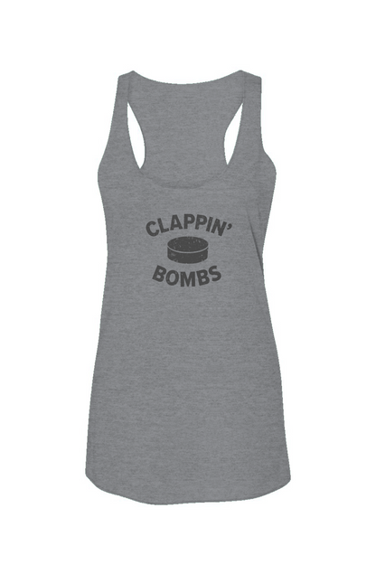 Clappin' Bombs Puck Racerback Barn Tank Grey | Barn Garb Hockey Threads