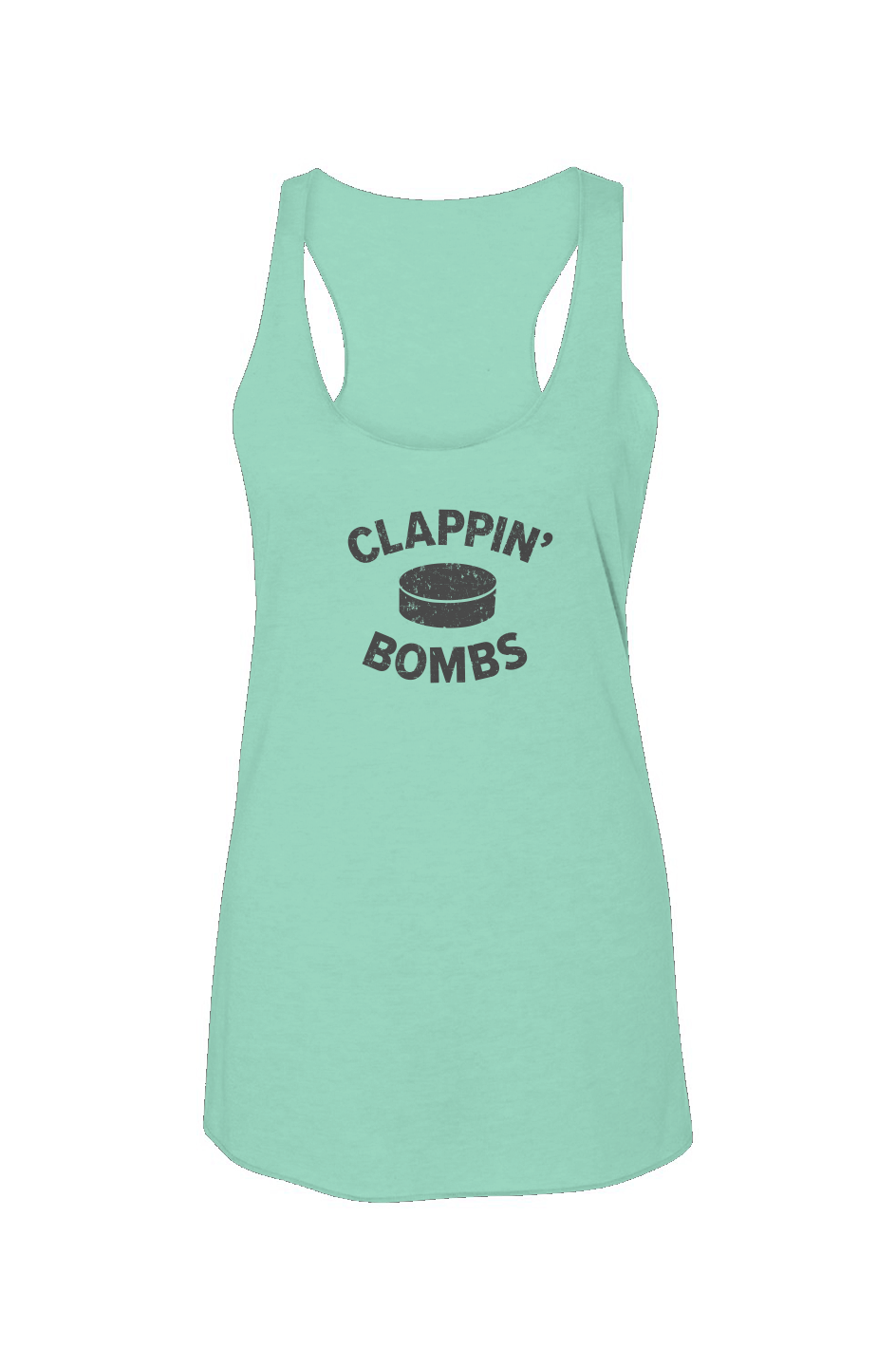Clappin' Bombs Puck Racerback Barn Tank Mint | Barn Garb Hockey Threads