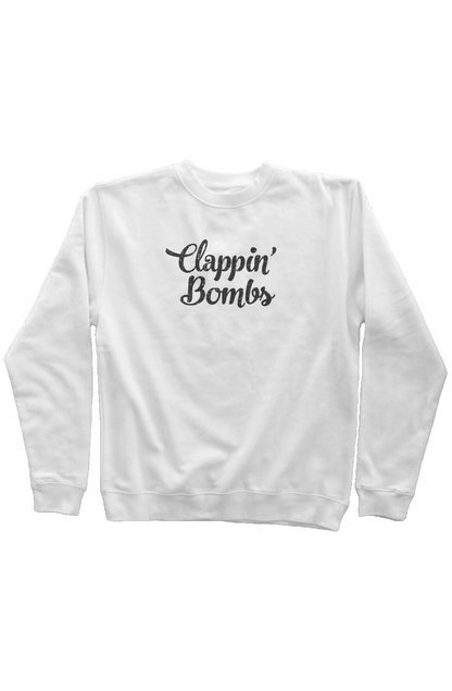 Clappin' Bombs Rinkside Crewneck Sweatshirt White | Barn Garb Hockey Threads