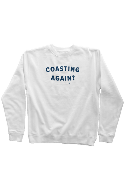 Coasting Again? Rinkside Crewneck Sweatshirt White | Barn Garb Hockey Threads