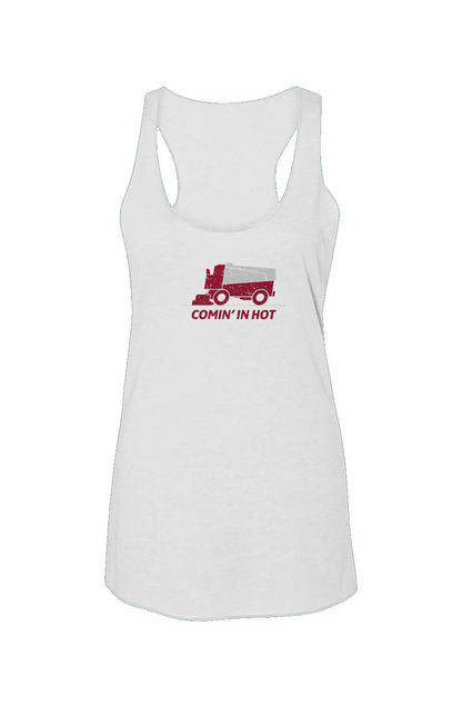 Comin' in Hot Racerback Barn Tank White | Barn Garb Hockey Threads