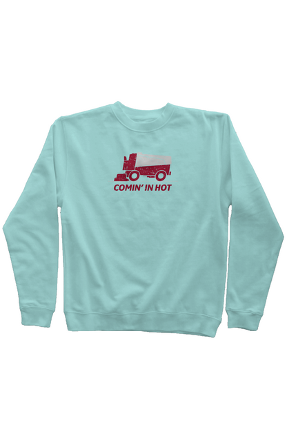 Comin' in Hot Rinkside Crewneck Sweatshirt Mint | Barn Garb Hockey Threads