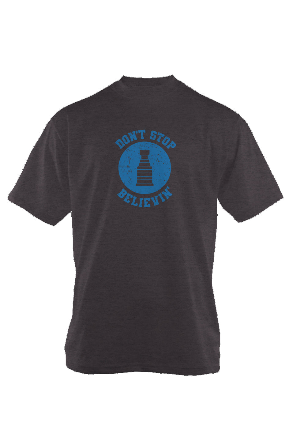 Don't Stop Believin' 90s Throwback Tee Charcoal | Barn Garb Hockey Threads