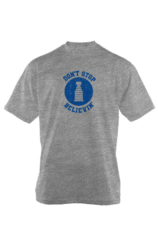 Don't Stop Believin' 90s Throwback Tee Grey | Barn Garb Hockey Threads