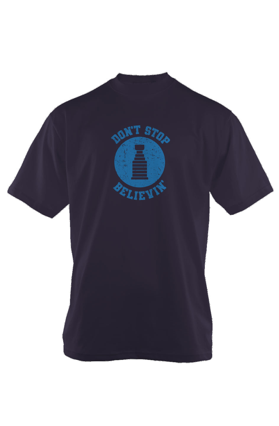 Don't Stop Believin' 90s Throwback Tee Navy Blue | Barn Garb Hockey Threads