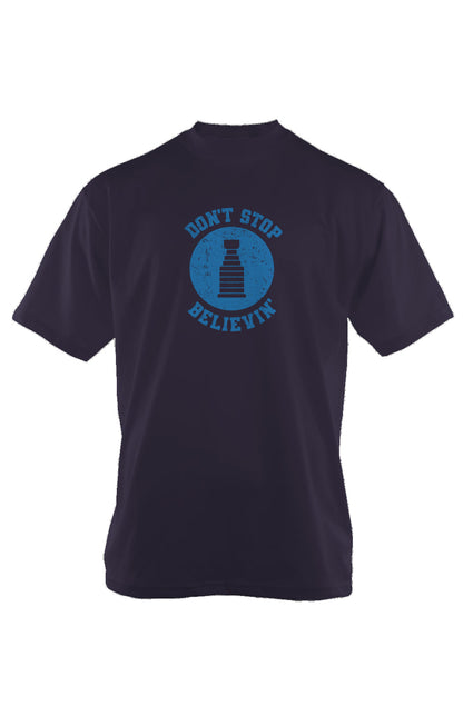 Don't Stop Believin' 90s Throwback Tee Navy Blue | Barn Garb Hockey Threads
