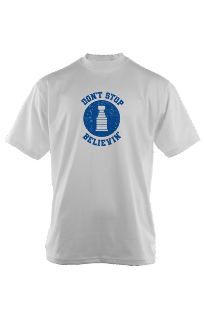 Don't Stop Believin' 90s Throwback Tee White | Barn Garb Hockey Threads