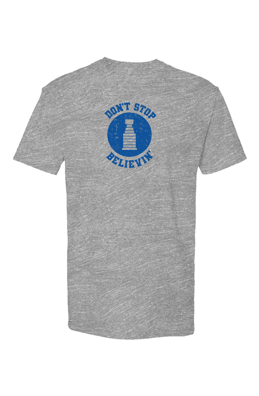 Don't Stop Believin' Breakaway Performance Tee Grey | Barn Garb Hockey Threads
