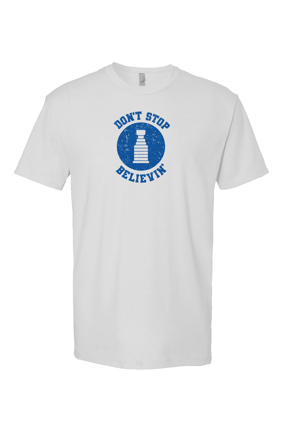 Don't Stop Believin' Breakaway Performance Tee White | Barn Garb Hockey Threads