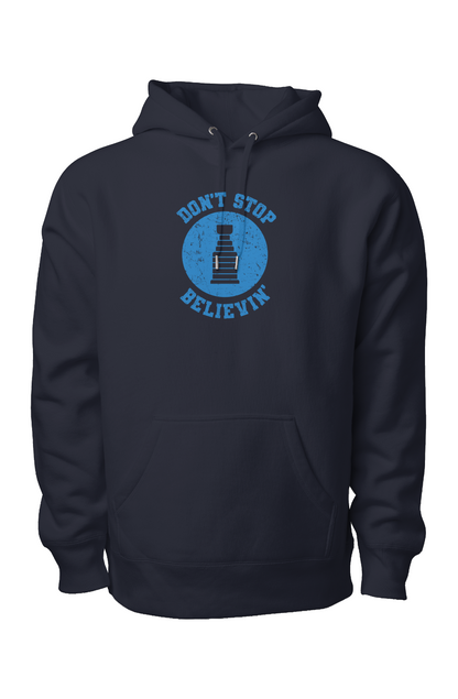 Don't Stop Believin' Legend Heavyweight Hoodie Navy Blue | Barn Garb Hockey Threads