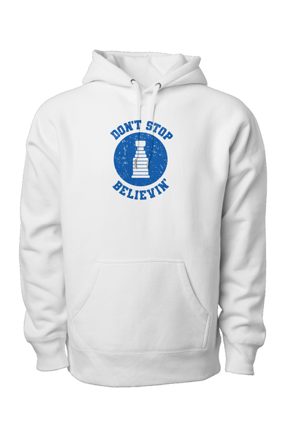 Don't Stop Believin' Legend Heavyweight Hoodie White | Barn Garb Hockey Threads