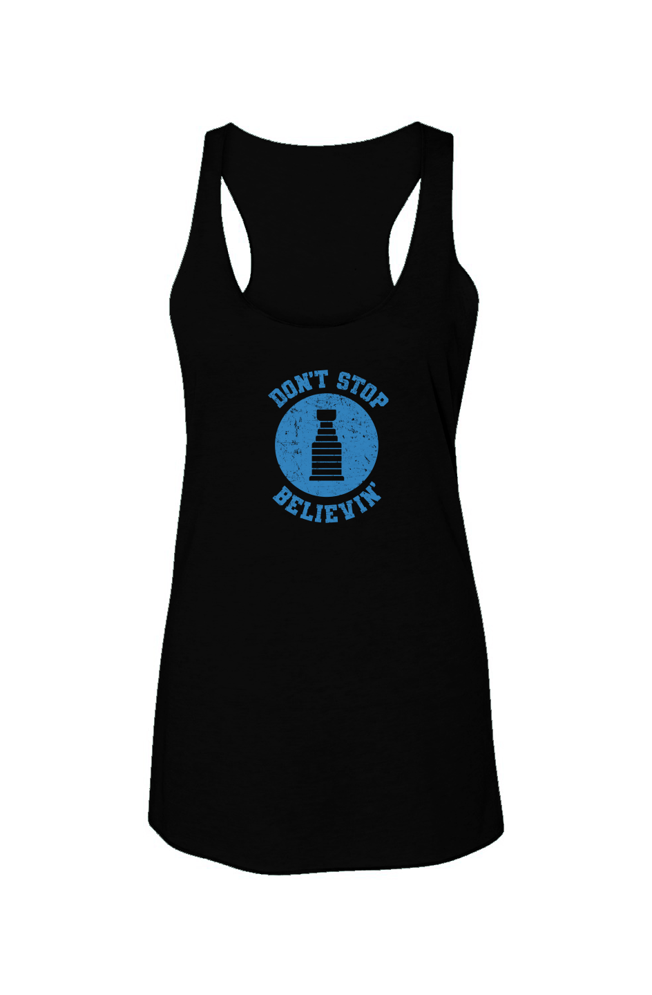 Don't Stop Believin' Racerback Barn Tank Black | Barn Garb Hockey Threads
