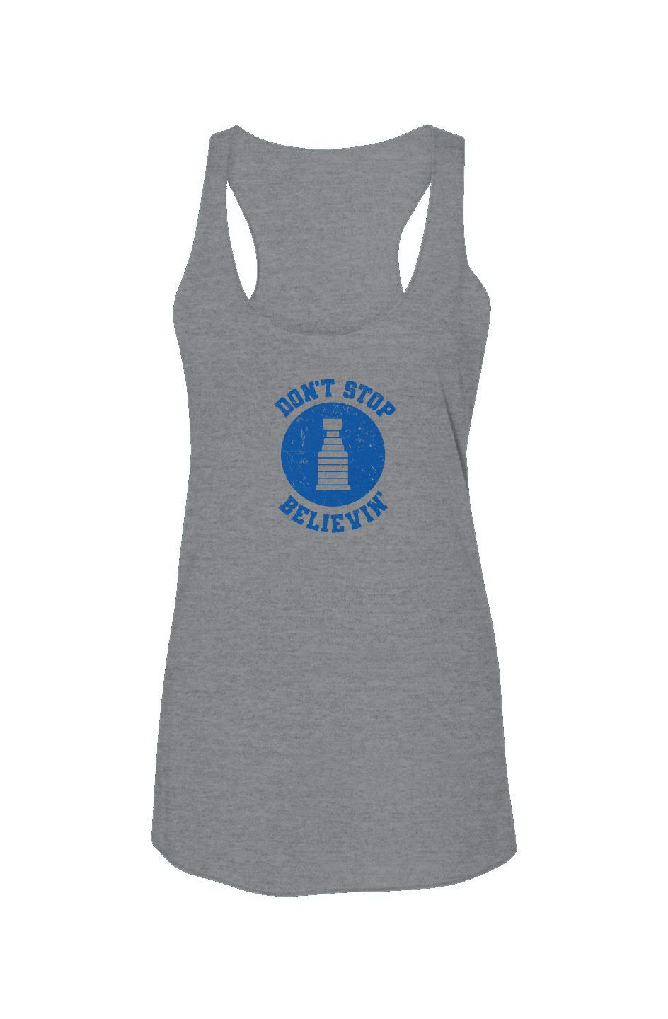 Don't Stop Believin' Racerback Barn Tank Grey | Barn Garb Hockey Threads