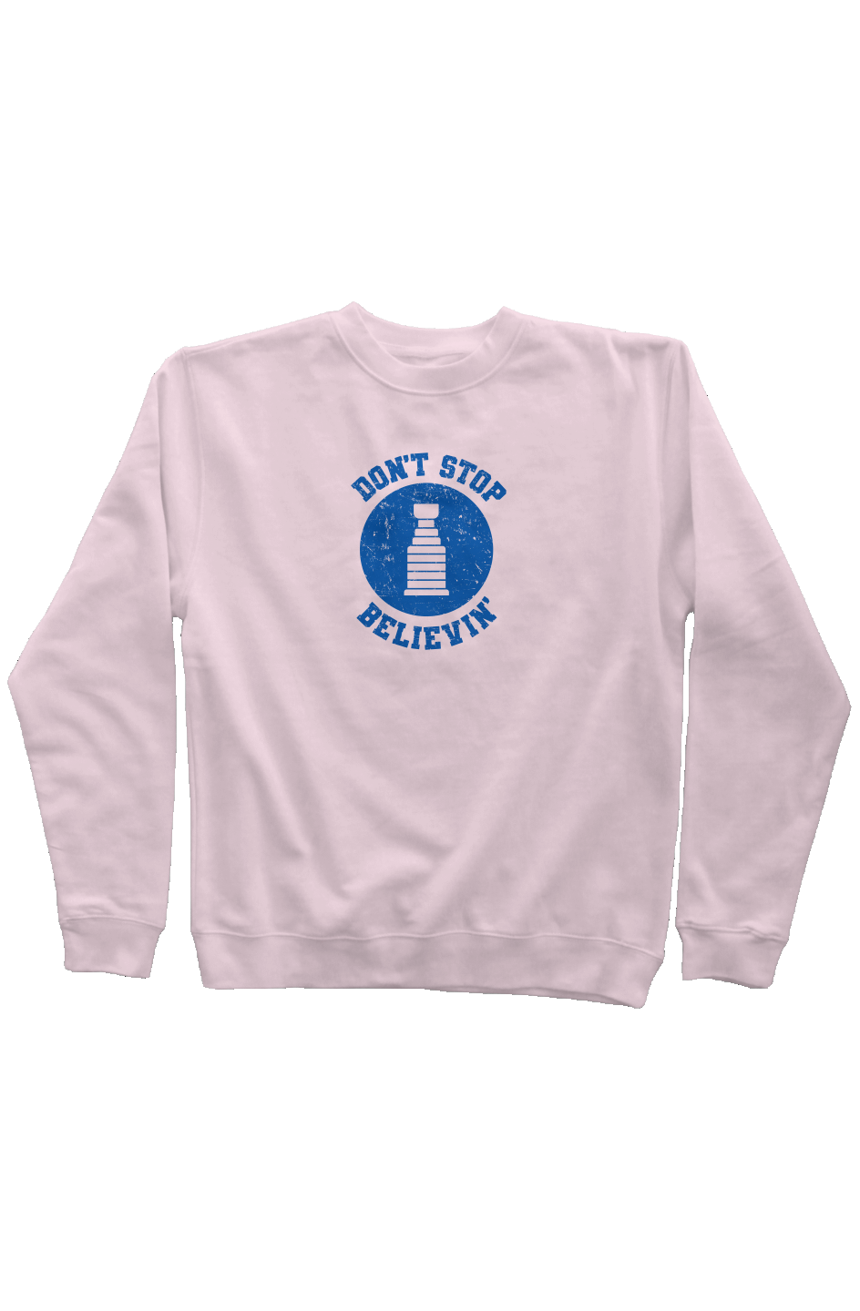 Don't Stop Believin' Rinkside Crewneck Sweatshirt Pink | Barn Garb Hockey Threads