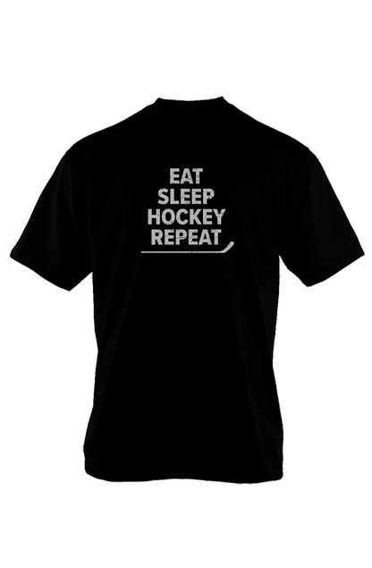 Eat Sleep Hockey 90s Throwback Tee Black | Barn Garb Hockey Threads