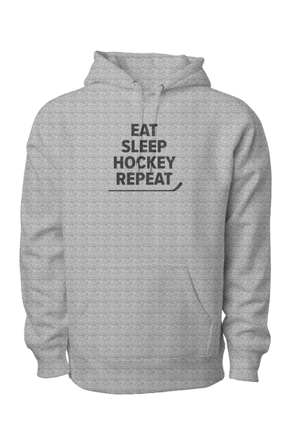 Eat Sleep Hockey Legend Heavyweight Hoodie Grey | Barn Garb Hockey Threads