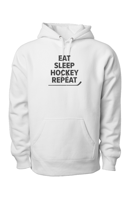 Eat Sleep Hockey Legend Heavyweight Hoodie White | Barn Garb Hockey Threads
