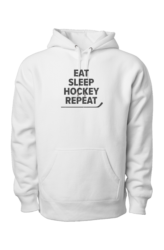 Eat Sleep Hockey Legend Heavyweight Hoodie White | Barn Garb Hockey Threads