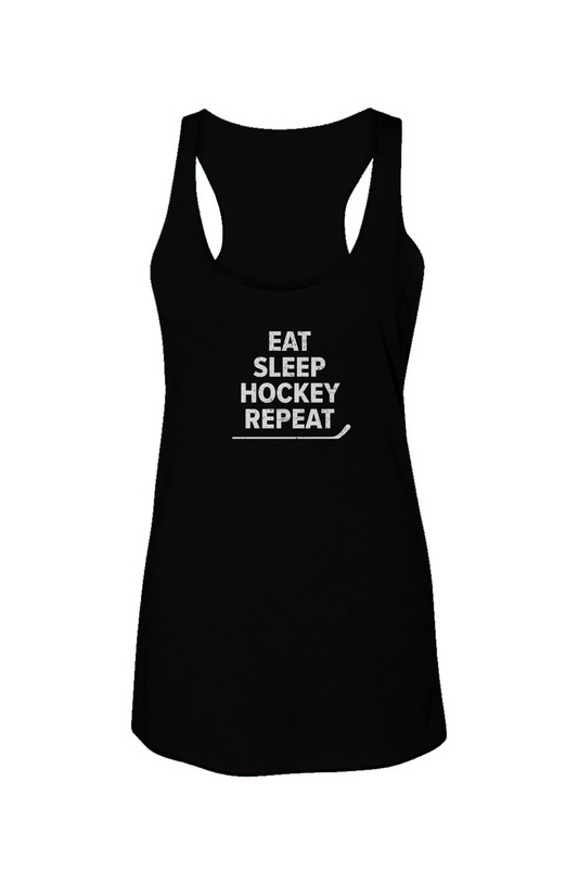 Eat Sleep Hockey Racerback Barn Tank Black | Barn Garb Hockey Threads